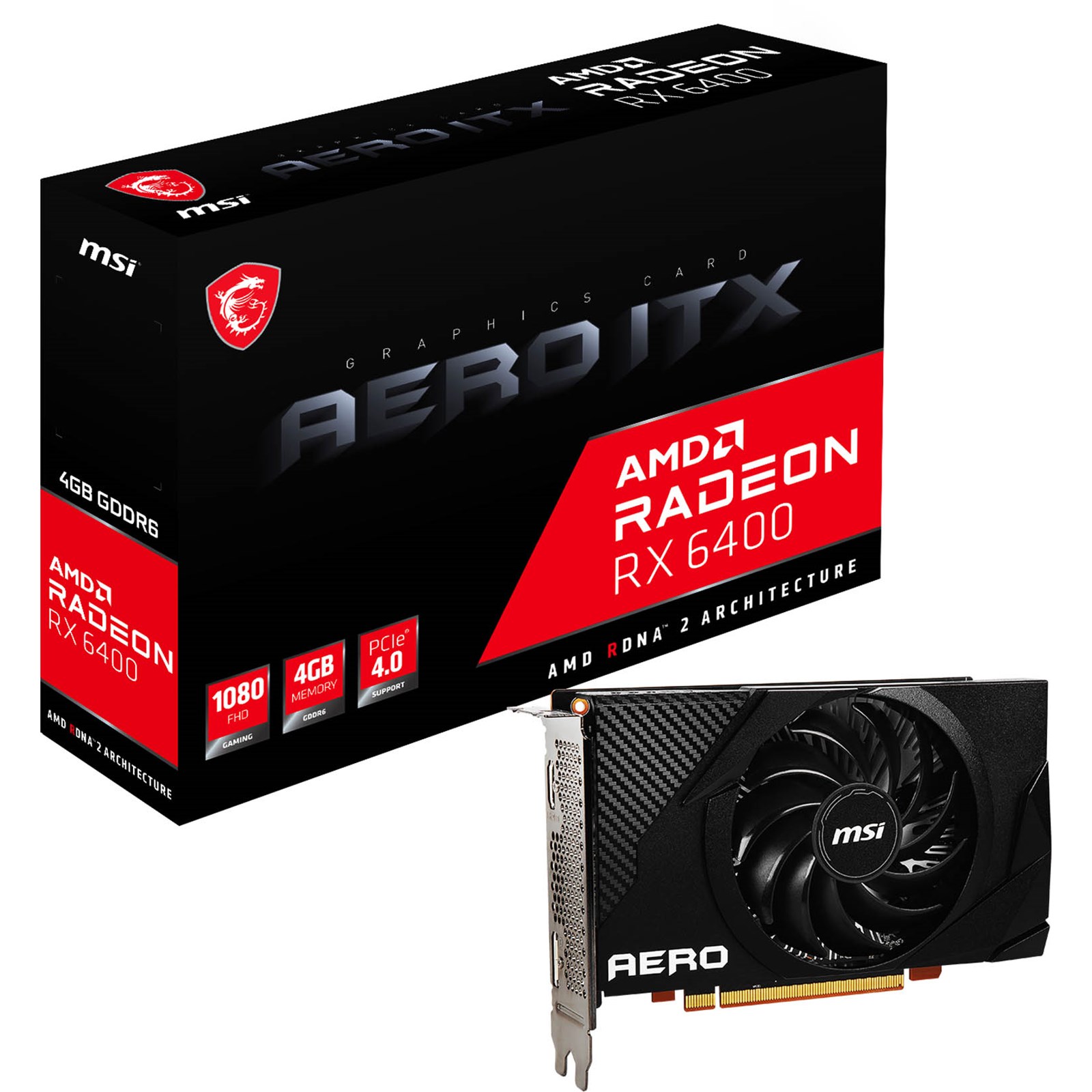 MSI Radeon RX 6400 AERO ITX 4GB GPU